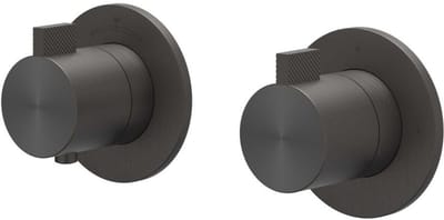 IVY Tribe Afbouwdeel Inbouwthermostaat met 2-Weg Stop-Omstel Symmetry met Ronde Rozetten - RVS 316 Geborsteld Carbon Black PVD