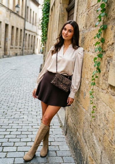 Notre-V 3496 Laarzen - Suède - Dames - Taupe - Maat 36