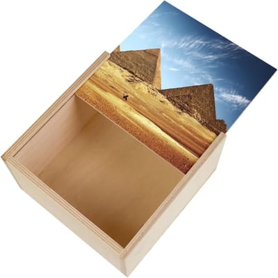 Houten Kist - Opbergdoos Decoratief - Sieraden Opbergen - Print in Frankrijk - 11 x 11 cm - Houtkleur