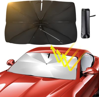 Zonnescherm voor de voorruit, autoparaplu, 125 * 65 cm, 360° universele pasvorm voor de meeste auto's, blokkeert 99,9% van de UV-straling