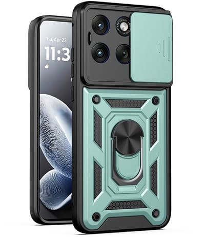 Coverup Hoesje - Geschikt voor Motorola Edge 70 Fusion Hoesje - Coverup Armor Ring Kickstand Back Cover met Camera Shield - Groen