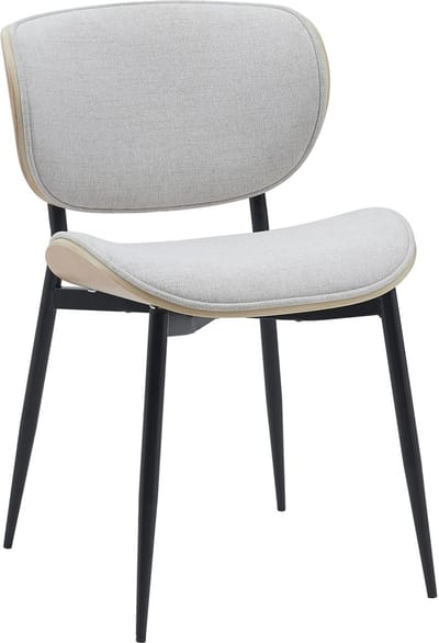 CLP Enid Eetkamerstoel - bezoekersstoel - met rugleuning en bekleding - metalen frame - Stof/natura/creme