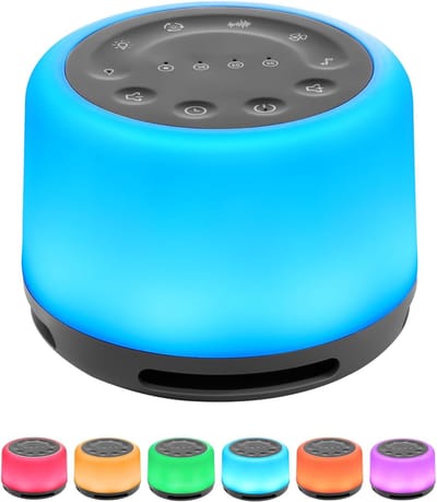 Witte ruis machine voor baby - 24 kalmerende geluiden - 6 verlichtingsniveaus - Bluetooth - 2000 mAh accu
