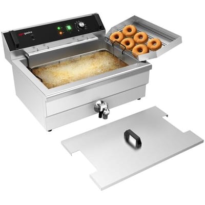 GGM Gastro Elektro Fritteuse mit Abtropfgitter - für Fisch & Backwaren - 30 Liter - 5 kW - mit Ablasshahn