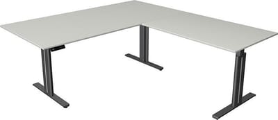 Kerkmann Hoekbureau Move-3 elegant - licht grijs - 200x220 cm - elektrisch verstelbaar