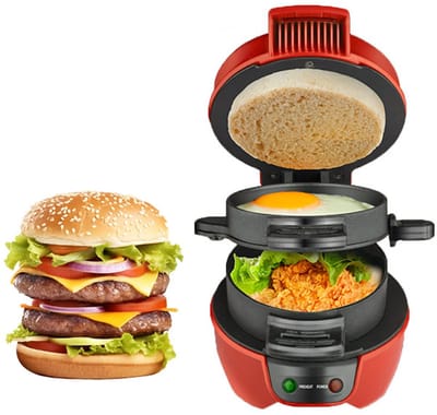 NAXSIR 3-in-1 Sandwichmaker & Wafelijzer - Ook als Burgerpers | Dubbelzijdige Verwarming met Antiaanbaklaag