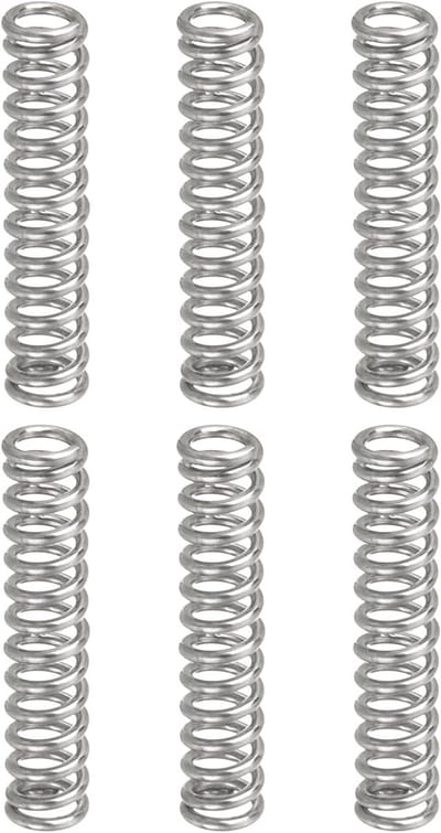 6 Stuks Drukveren - RVS 304, 0,5 mm Draaddiameter, 3 mm OD, 15 mm Lengte - Veer voor Thuisreparaties