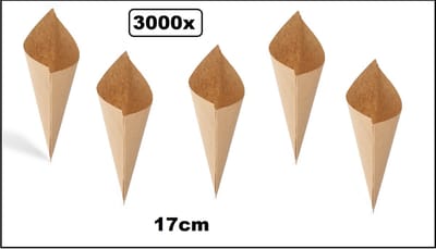 3000x Frietzak 17cm kraft - Patat friet snacks festival frikandel thema feest