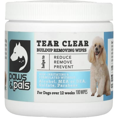 Paws & Pals, Tear Clear, lingettes démaquillantes pour chiens, 100 pièces