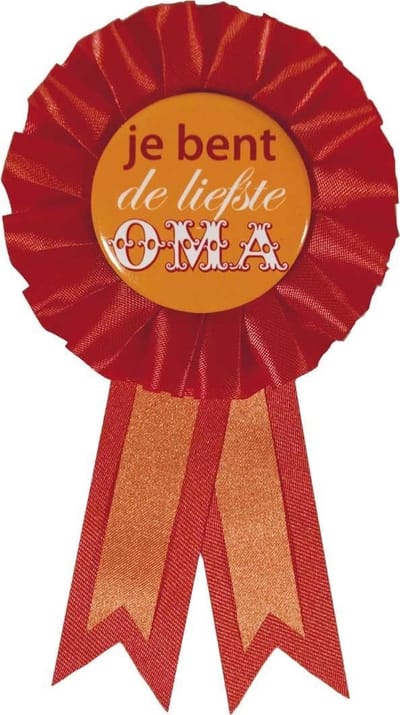 Haza Original Rozet "je Bent De Liefste Oma'' 8 X 14,5 Cm