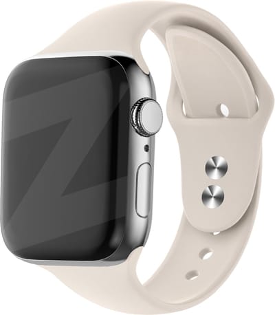 Bandz Dual Snap siliconen bandje met druksluiting - geschikt voorApple Watch Series 1/2/3/4/5/6/7/8/9/10/11/SE/SE2/SE3 - kleine maten - iWatch bandje voor maat 38mm / 40mm / 41mm / 42mm (sterrenlicht / starlight)