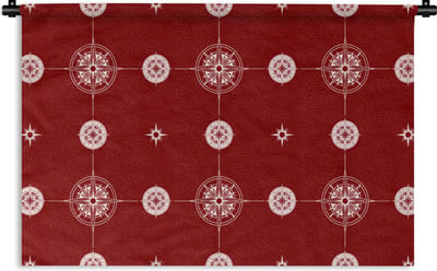Wandkleed - Wanddoek - Kompas - Reizen - Patronen - 180x120 cm - Wandtapijt