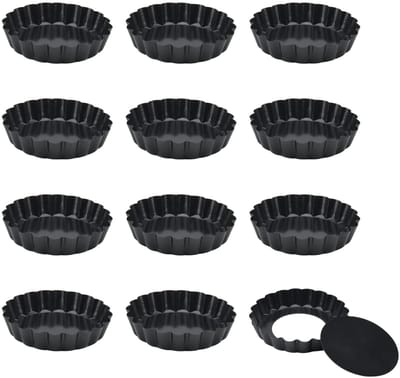 Allecto - Flan Mallen - Mini Cakevormen - Perfecte Bakresultaten - 10 cm - Non-Stick - Geschikt voor Taart en Quiche - Set van 12