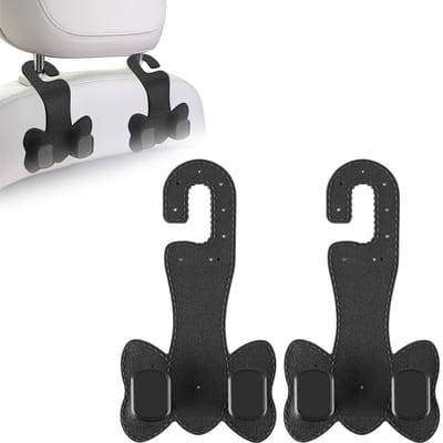 Autohoofdsteunen, haken voor autostoel, universele houder, hoofdsteunhaak voor achterbank, auto-interieuraccessoires, kleerhanger (zwart)