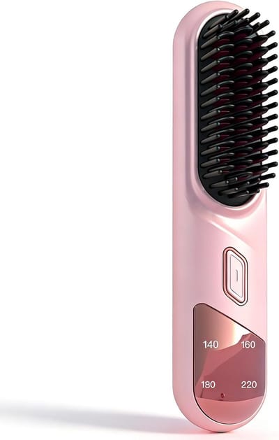 carmdering - Draadloze Negatieve Ionen Haarstyling Kam - Draadloze Stijltang Borstel - Elektrische Haarborstel - Negatieve Ionen Technologie - 4 Temperatuurstanden - Keramische Coating Met Plantaardig Eiwit - 3D Anti-Verbranding Tanden - 1 Stuk