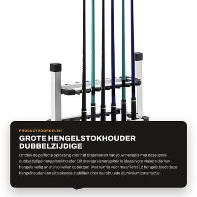 Dailygoods- Hengelhouder Dubbelzijdig Ontwerp - Stevige Aluminiumlegering - Ruimtebesparende Organizer - Voor 12 Hengels - Lichtgewicht en Afneembaar - Hengelstandaard