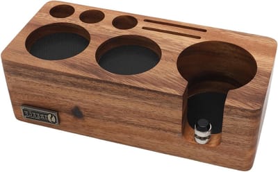 Espresso Tamper Station van Walnoot Hout - Professioneel Barista Accessoire voor Perfecte Koffie, Drukbasis en Koffiescheider