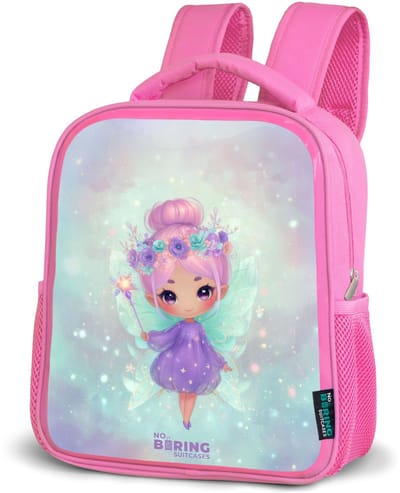 NoBoringSuitcases.com® - Rugzak roze - Schooltas meisjes - Bloemenfee in pastelglans - Kinder rugtas meisje - Boekentas kind - Kinderrugzak voor school - Schoolrugzak