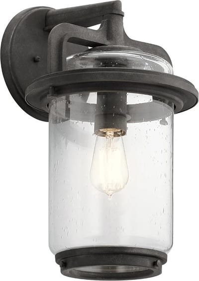 Kichler LED Wand Buitenlamp andover | 1X E27 Max 60W | IP44 | Dimbaar | Weathered Zinc