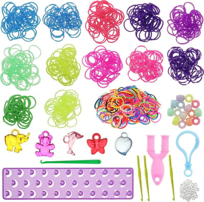 Behave Starterspakket Loom - Loombandjes - Paars Loombord - Opbergdoos - 4 Loomnaalden - Veel Extra Accesoires