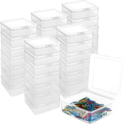 Dailygoods- Opbergcontainers 36 stuks - Transparant kunststof - Kleine opbergdozen met deksel - Vierkante sorteerdoos - Robuust en duurzaam - 9,5 x 9,5 x 3,5 cm