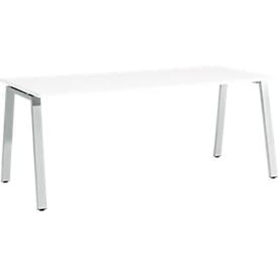 Schäfer Shop  Select Bureautafel Start Off, A-poot, rechthoek, staal/hout, B 1800 x D 800 x H 735 mm, wit