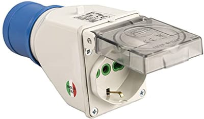 CEE-adapter 2P+T 16A Schuko 220V Blauw