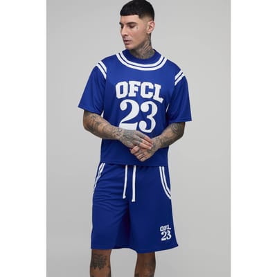 Lang Oversized Boxy Mesh Ofcl 23 Korte Broek Mesh Set | Cobalt | Size Small