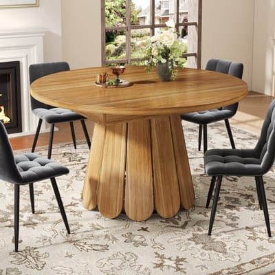 MODENUIT Eettafel - Uitschuifbaar Van Rond Naar Ovaal - Voor Keuken En Woonkamer - Bruin - 118-158x118x76,8 cm
