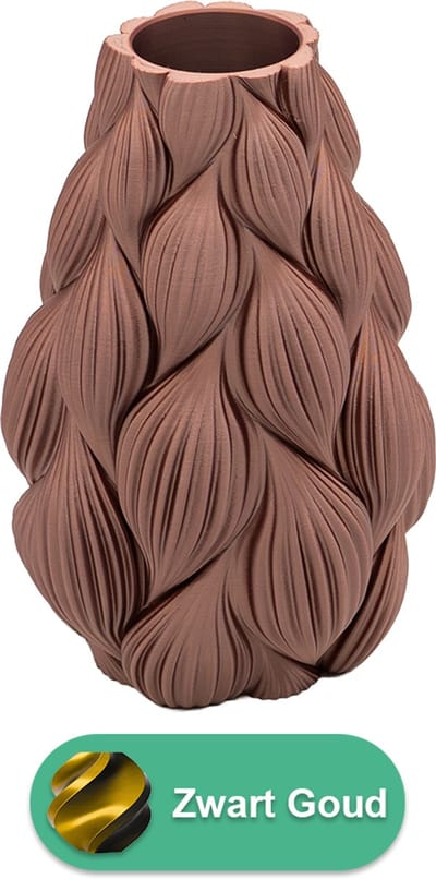 Lamina moderne vaas – Decoratieve vaas - Zwart / Goud - 3d geprinte vaas – geschikt voor droogbloemen - 20CM
