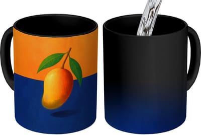 Magische Mok - Foto op Warmte Mokken - Koffiemok - Mango - Vlakken - Bladeren - Oranje - Magic Mok - Beker - 350 ML - Theemok