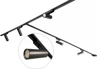 Freelight - Railsysteem Freetrack set 480 cm + 5 cilinder spots zwart