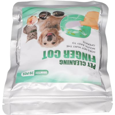 20 stuks Mondverzorging Vingerdoekjes Vermindert Tandplak en Tandsteen Draagbare Mondreiniging Tandkussentjes voor Honden en Katten blue