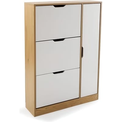Commode pour Rangement Charleroi - VERSA - 117 x 80 x 23,5 cm - Bois - Marron et blanc