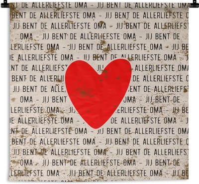 Wandkleed - Wanddoek - Spreuken - Quotes - Jij bent de allerliefste oma - Oma - 180x180 cm - Wandtapijt