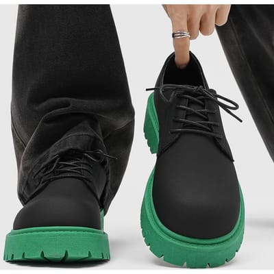 Heren Designer Derby Schoenen Platformzool Tweekleurig Ronde Neus Verhogende Casual Leren Schoenen Ins Mode Schoenen Sneakers 39 black