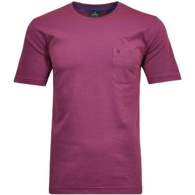 Ragman T-Shirt Softknit Uni Easy Care Round Neck Breast Pocket Magenta / male
