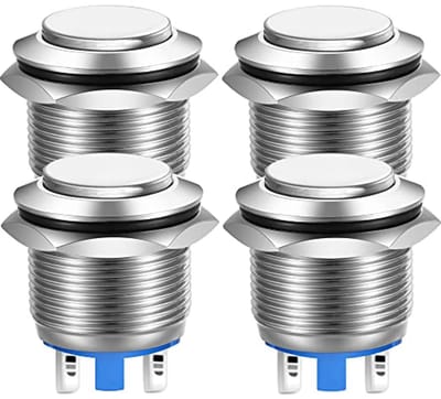 19mm Hoog Hoofd Drukknop Waterdicht - Zelfreset Roestvrij Staal Voor DC/AC Toepassingen