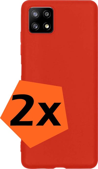Hoes - 2 Stuks - Geschikt voor Samsung Galaxy M22 - Sterk & Shockproof - Case Siliconen - Back Cover - Telefoon Hoes - Rood