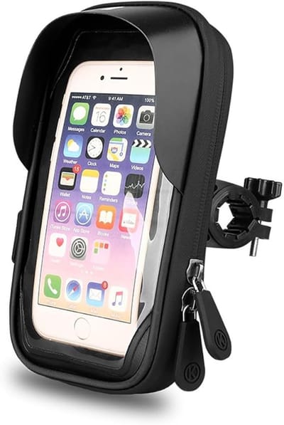 Waterdichte fietstelefoonhouder, 360° draaibaar, fietsstuur- en kadertas met touchscreen en zonneklep, geschikt voor smartphones tot 6.4 inch