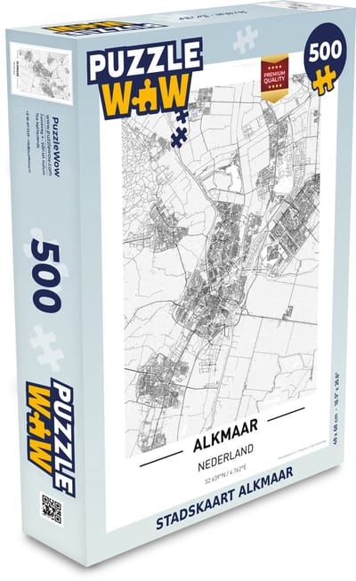 Puzzel Stadskaart Alkmaar - Legpuzzel - Puzzel 500 stukjes - Plattegrond