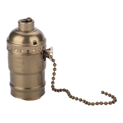 Zeynomax - E27-lichtaansluiting - Retro-bureautafellamphouder - Aluminium M10-draadlampfitting met Trekkettingschakelaar - Bronzen - Vintage decorat..