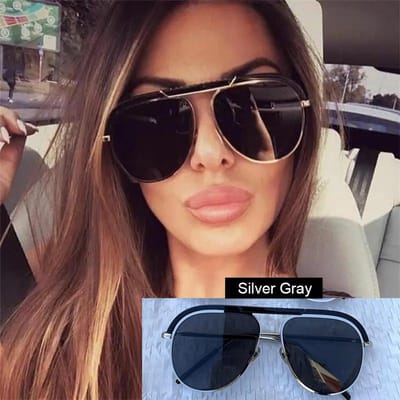 Hoge Kwaliteit Tijdloos Stijlvol Ontwerpersstijl Glamoureus Reisvriendelijk Oversized Aviator Vrouw Man Dames Zonnebrillen as picture