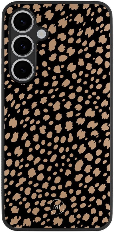 Hoesje geschikt voor Samsung Galaxy S24 FE - Savannah spots - TPU Hard Case Backcover - Zwart, Bruin - Mooie Telefoonhoesjes