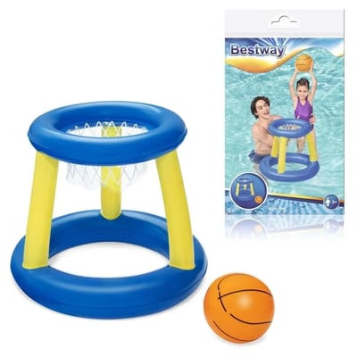Jeu de piscine Panier de Basket flottant - BESTWAY - 52418 - Ballon, 3 anneaux, diametre 61 cm