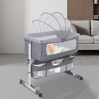 Verstelbare Babybed met Opbergmand en Muskietennet