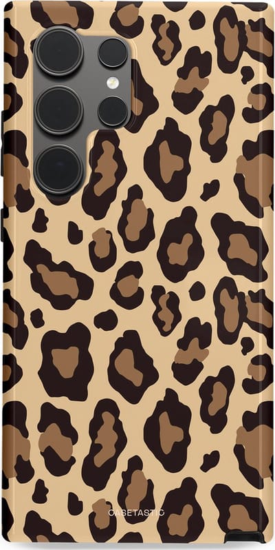 Casetastic hoesje geschikt voor Samsung Galaxy S24 Ultra - Dubbellaagse bescherming - Wilde Panter - Fashion Case - Zwart Taupe Crème