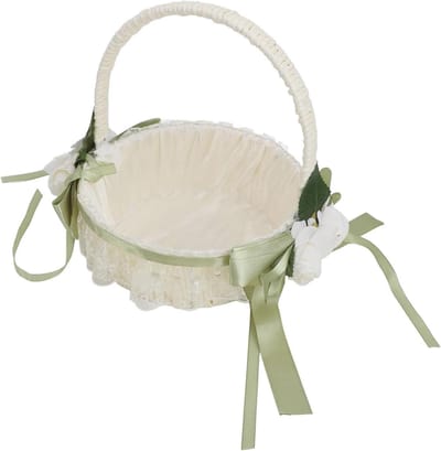Bloemenmeisjesmand Bruiloft - Elegante Mand - Bloemen Dragen - Handgeweven Decoratie - 32x28x13 cm