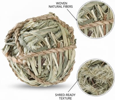 OLOEY Geweven rotan speelbal voor vogels - Natuurlijk gras kooispeelgoed voor kleine papegaaien- valkparkieten en dwergpapegaaien - Interactieve bol van 7 cm (1 stuk)