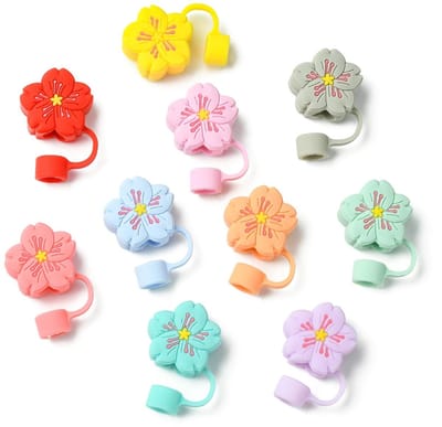 Dailygoods- Stro Cover Caps 11 Stuks - Siliconen Rietjesafdekkapjes - Bloemvormige Toppers - Stofdicht en Waterdicht - Geschikt voor Rietjes tot 10 mm - Rietjesdop
